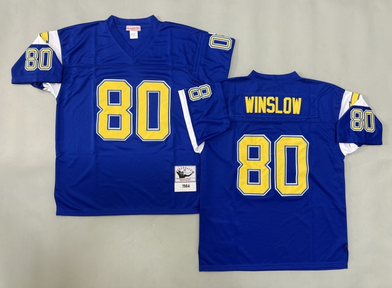 Men 2025 Los Angeles Chargers #80 Winslow blue Throwback Limited NFL Jersey style 001